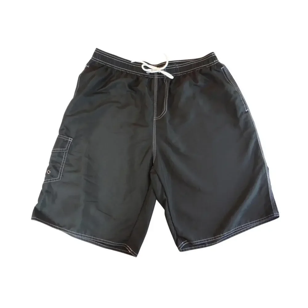 High-Quality Black Nylon‎ Swim Shorts - XL
